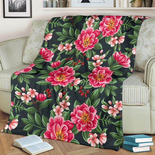 Summer Floral Pattern Print Design SF06 Fleece Blanket