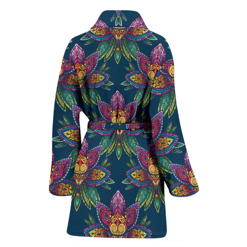 lotus Boho Pattern Print Design LO04 Women Bathrobe