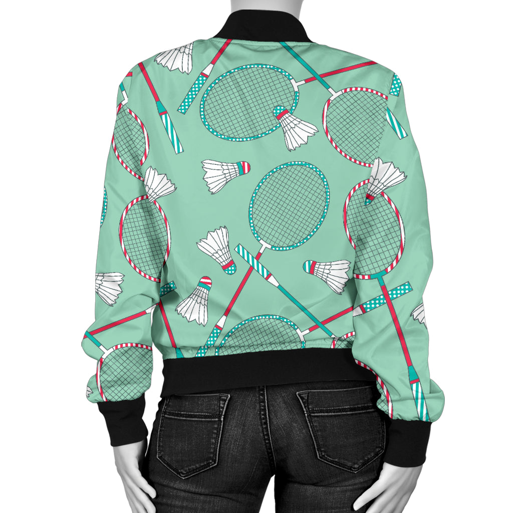 Badminton Pattern Print Design 05 Women's Bomber Jacket