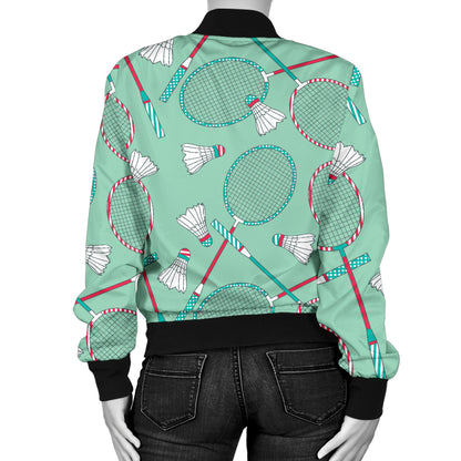 Badminton Pattern Print Design 05 Women's Bomber Jacket
