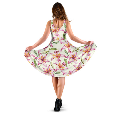 Lily Pattern Print Design LY011 Midi Dress