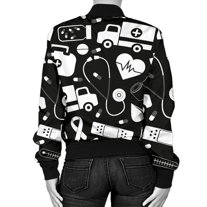 Medical Pattern Print Design 01 Women's Bomber Jacket