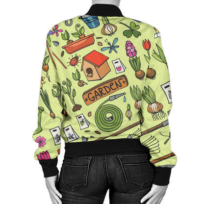Gardening Pattern Print Design G02 Women Bomber Jacket