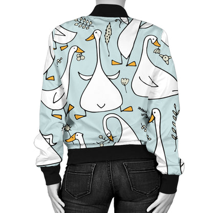Goose Pattern Print Design 03 Women's Bomber Jacket