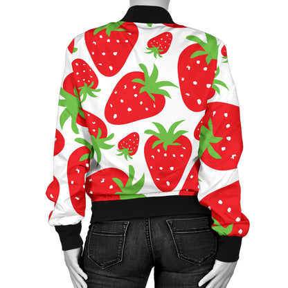 Strawberry Pattern Print Design SB01 Women Bomber Jacket