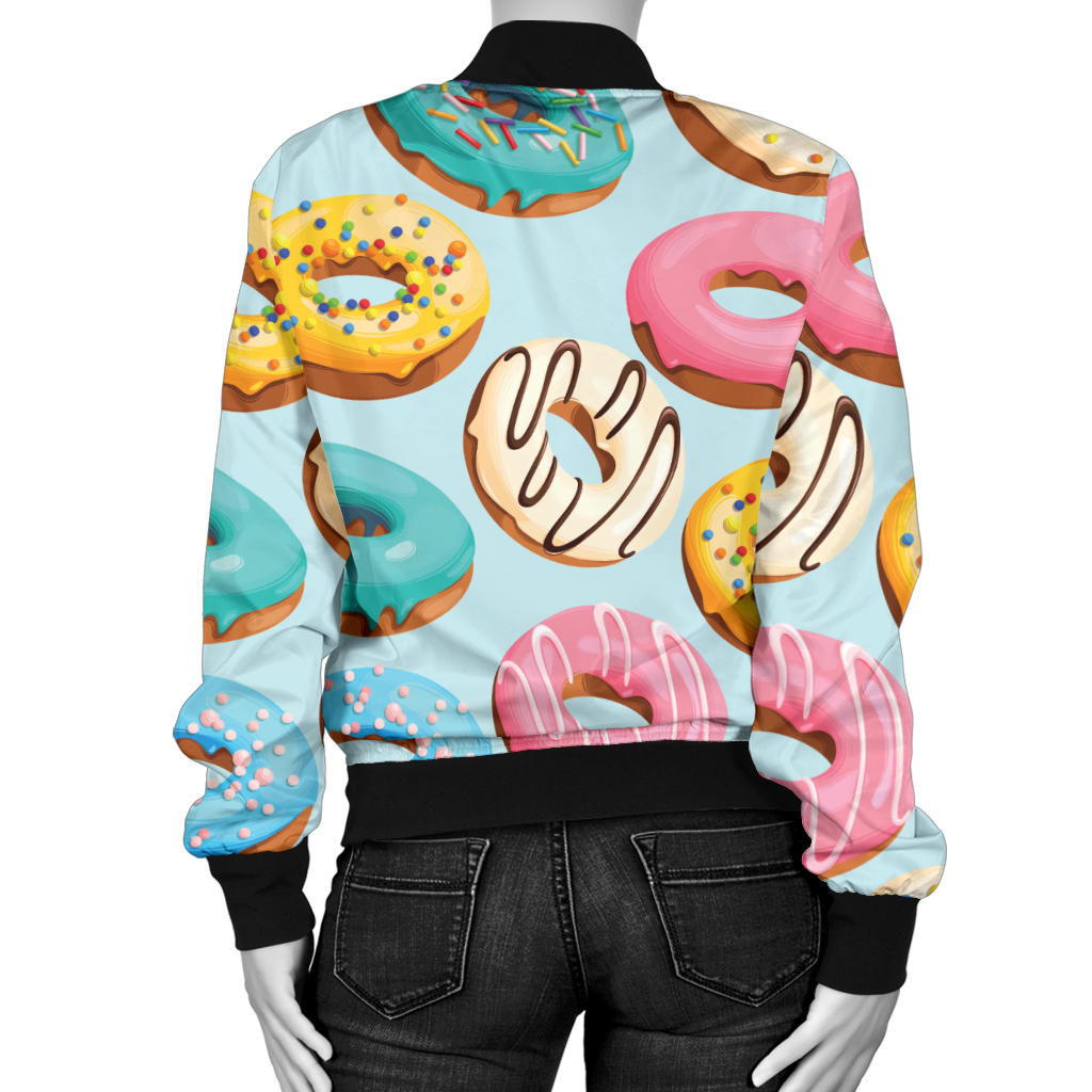 Donut Pattern Print Design DN05 Women Bomber Jacket