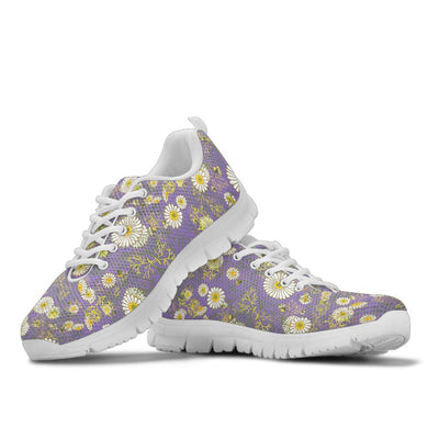 Daisy Pattern Print Design DS011 Sneakers White Bottom Shoes