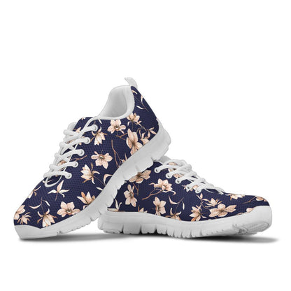 Beautiful Floral Pattern Sneakers White Bottom Shoes