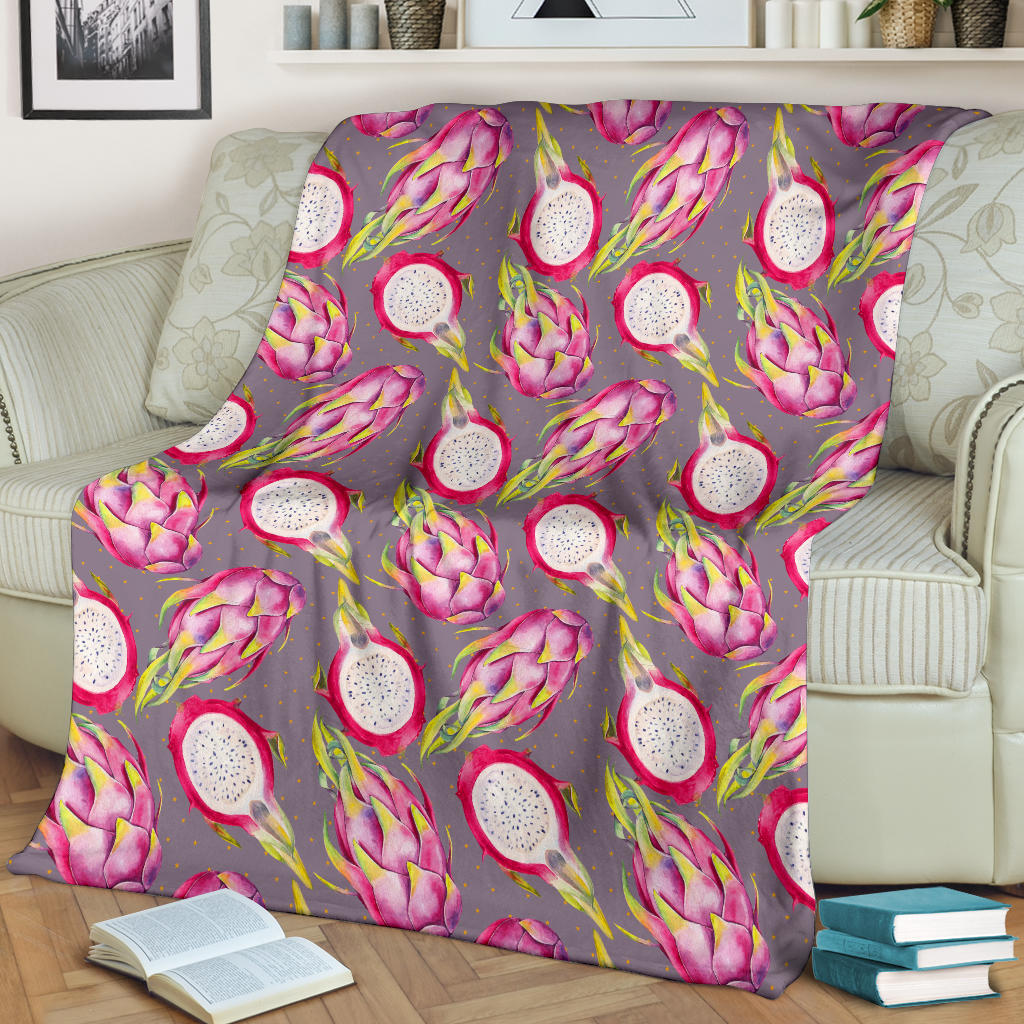 Dragonfruit Pattern Print Design DF03 Fleece Blanket