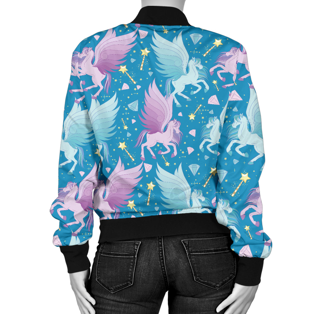 Pegasus Pattern Print Design 04 Women's Bomber Jacket