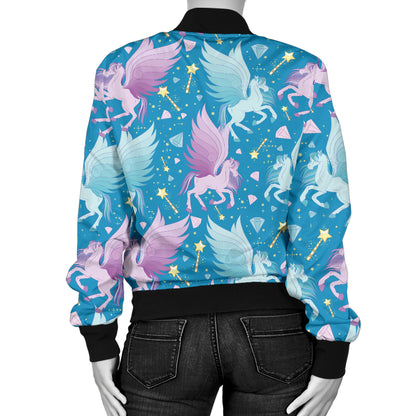Pegasus Pattern Print Design 04 Women's Bomber Jacket