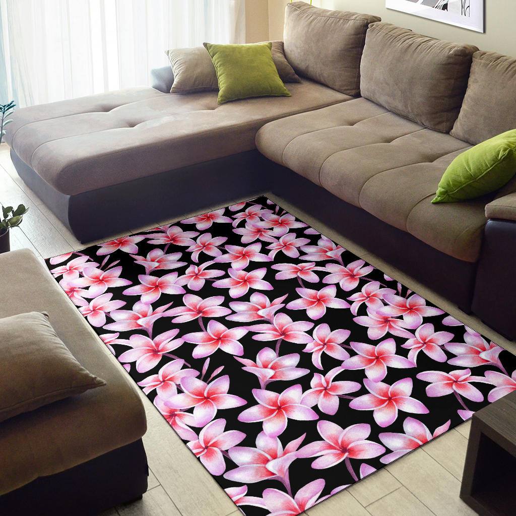 Pink Plumeria Pattern Print Design PM09 Area Rugs