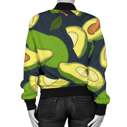 Avocado Pattern Print Design AC013 Women Bomber Jacket