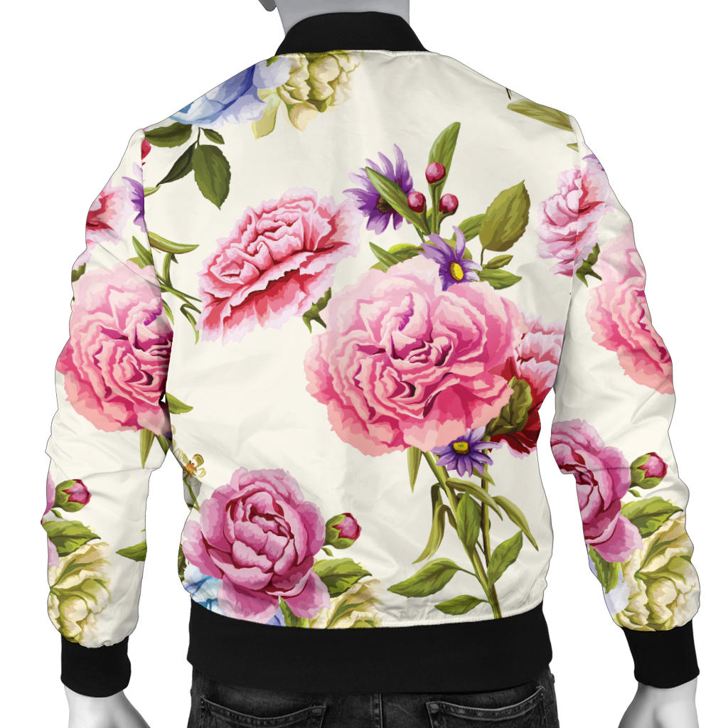 Carnations Pattern Print Design CN02 Men Bomber Jacket
