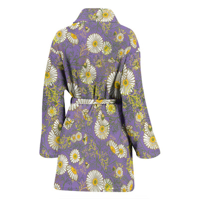 Daisy Pattern Print Design DS011 Women Bathrobe