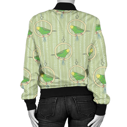 Budgerigar Pattern Print Design 02 Women's Bomber Jacket