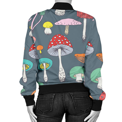 Mushroom Pattern Print Design A03 Women's Bomber Jacket