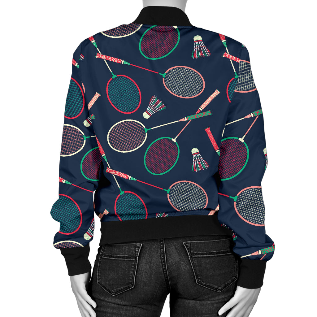 Badminton Pattern Print Design 03 Women's Bomber Jacket