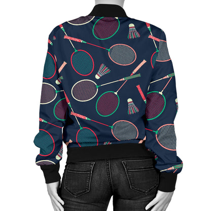 Badminton Pattern Print Design 03 Women's Bomber Jacket