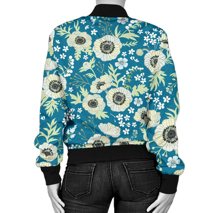 Anemone Pattern Print Design 01 Women's Bomber Jacket