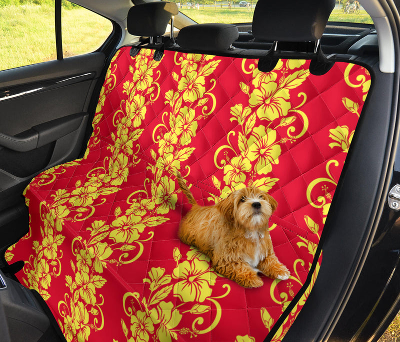 Orange Hibiscus Pattern Print Design HB018 Rear Dog  Seat Cover