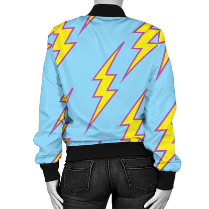 Lightning Thunder Pattern Print Design 02 Women's Bomber Jacket