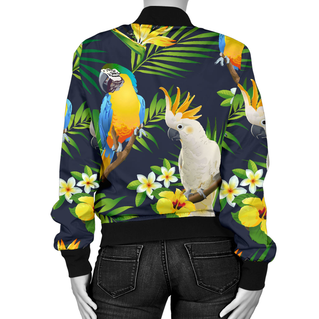 Parrot Pattern Print Design A03 Women's Bomber Jacket