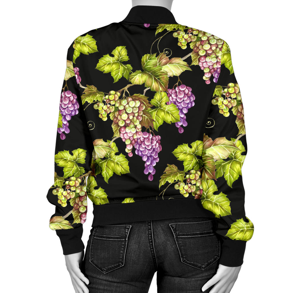 Grape Pattern Print Design GP04 Women Bomber Jacket