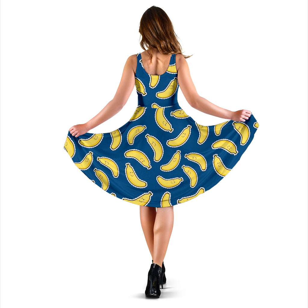 Banana Pattern Print Design BA03 Midi Dress
