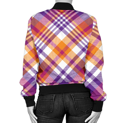 Madras Pattern Print Design 02 Women's Bomber Jacket