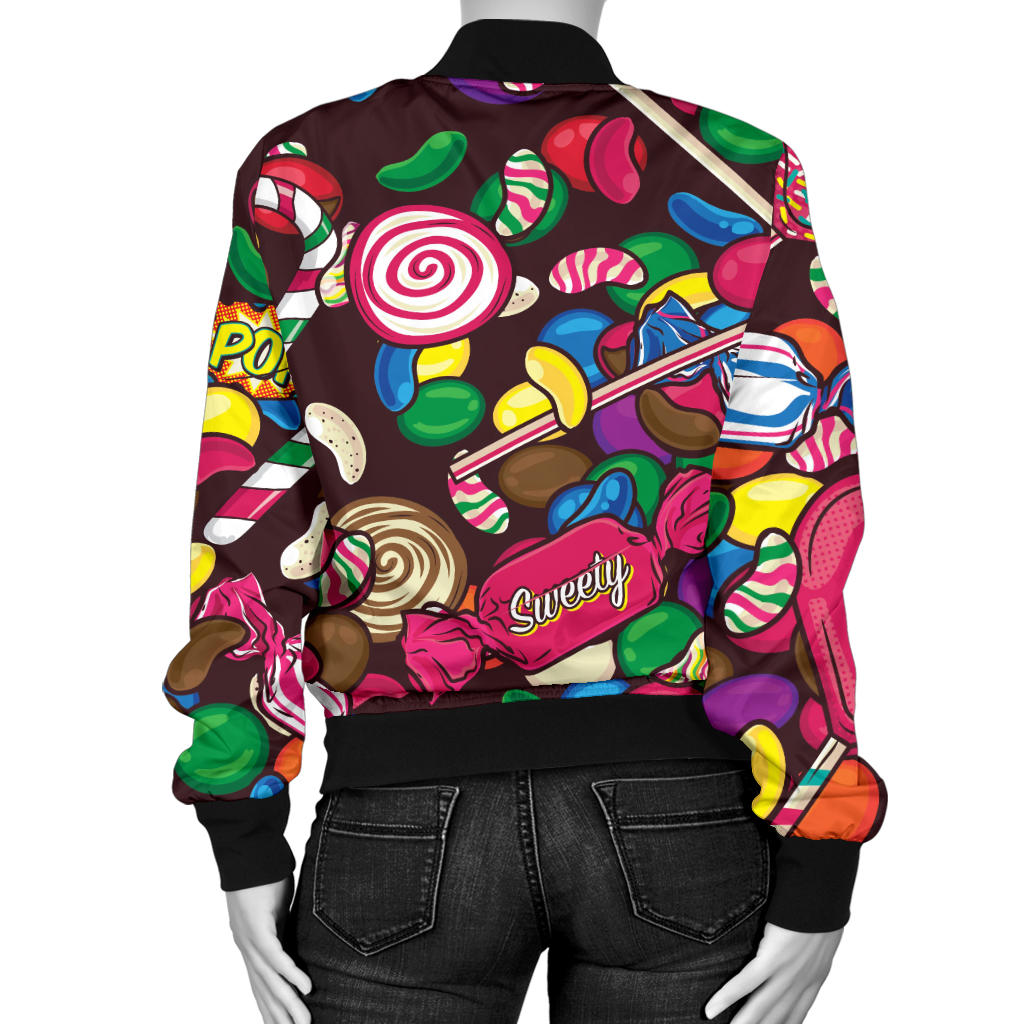 Candy Pattern Print Design CA02 Women Bomber Jacket
