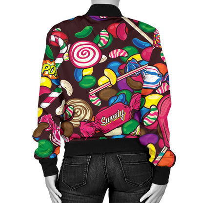 Candy Pattern Print Design CA02 Women Bomber Jacket