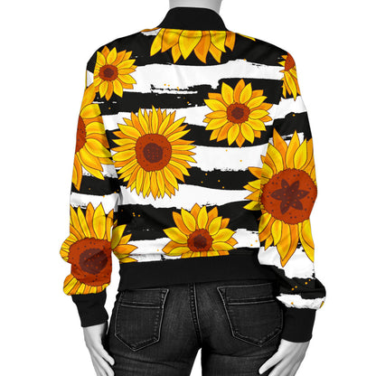 Sunflower Pattern Print Design SF010 Women Bomber Jacket