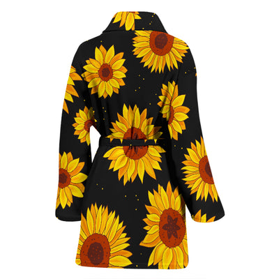 Sunflower Pattern Print Design SF09 Women Bathrobe