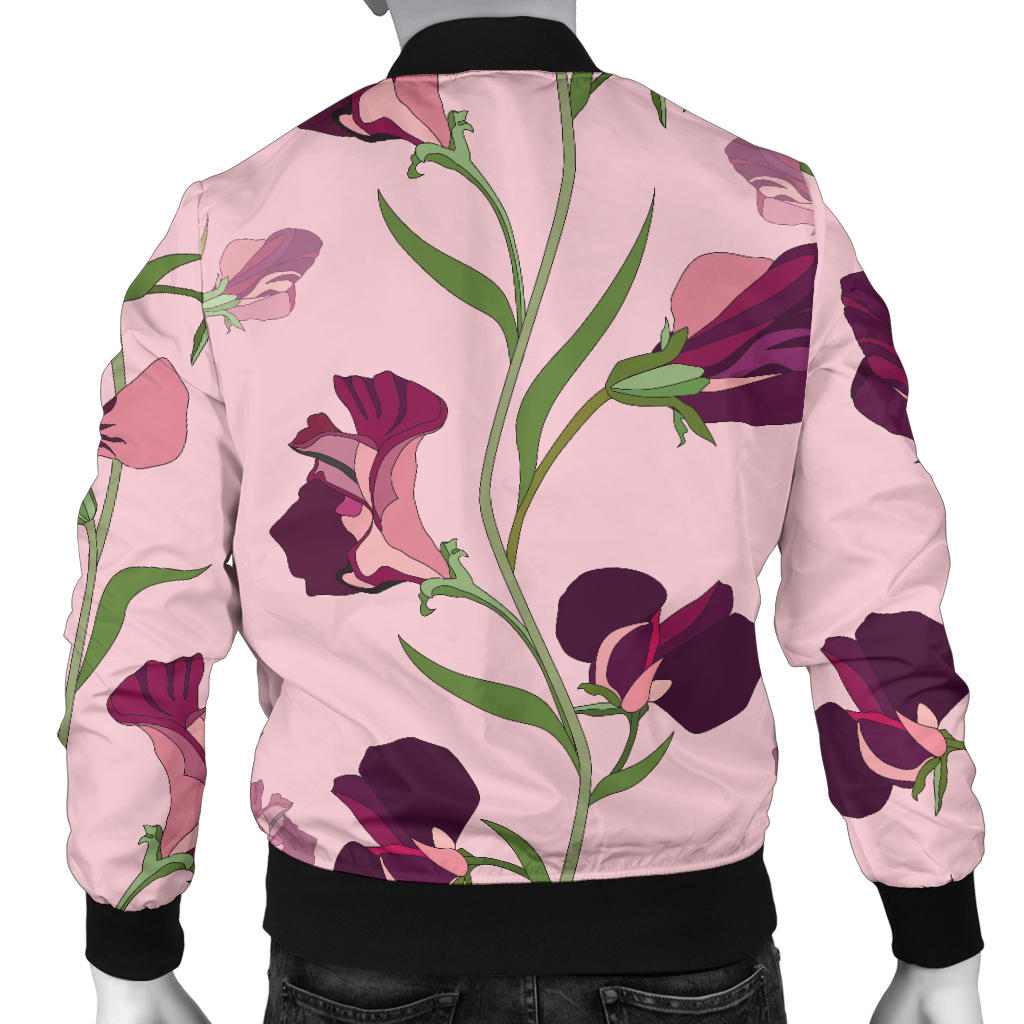 Peony Pattern Print Design PE09 Men Bomber Jacket