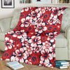 Red Hibiscus Pattern Print Design HB01 Fleece Blanket