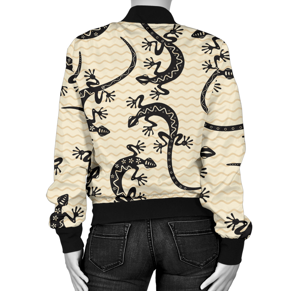 lizard Pattern Print Design 02 Women's Bomber Jacket
