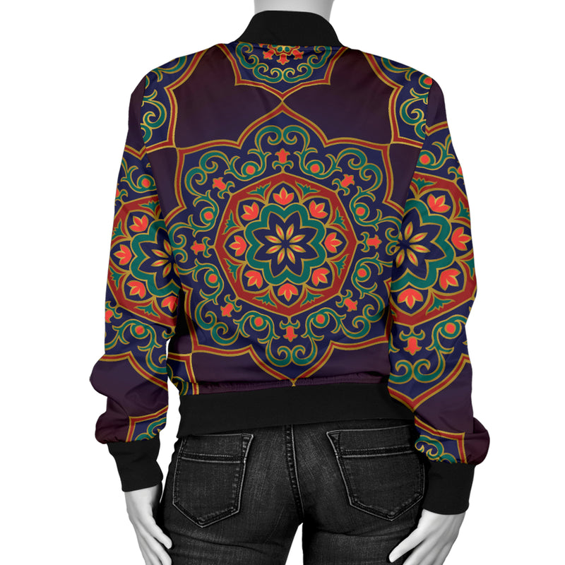 Medallion Pattern Print Design 03 Women's Bomber Jacket