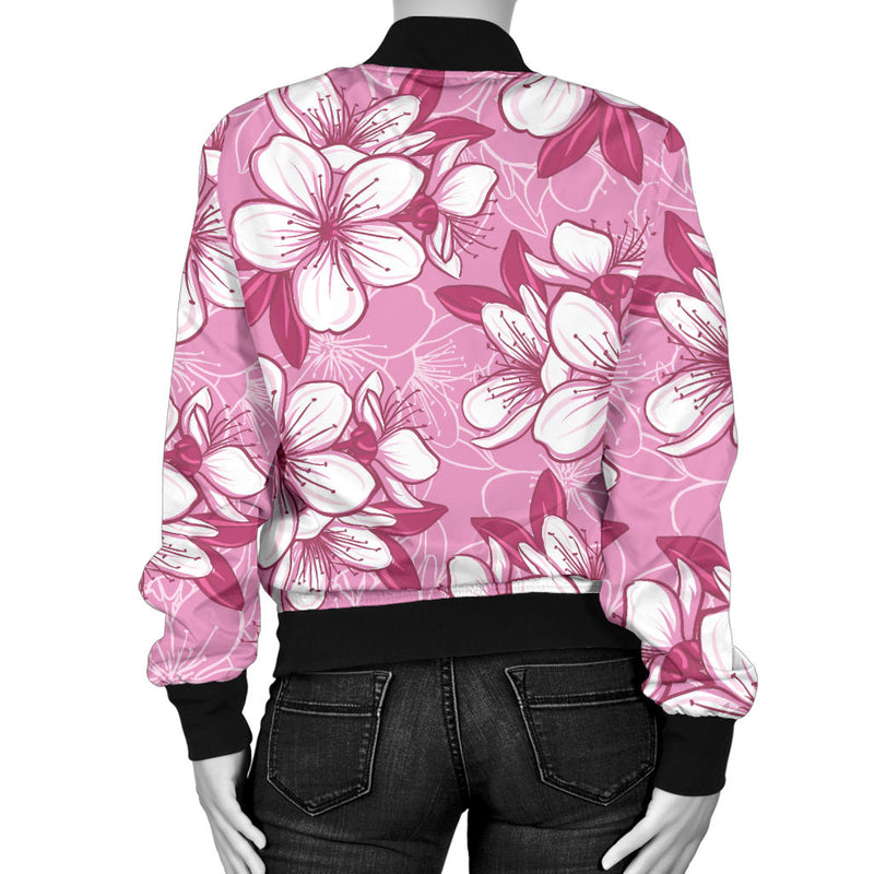 Cherry Blossom Pattern Print Design CB02 Women Bomber Jacket