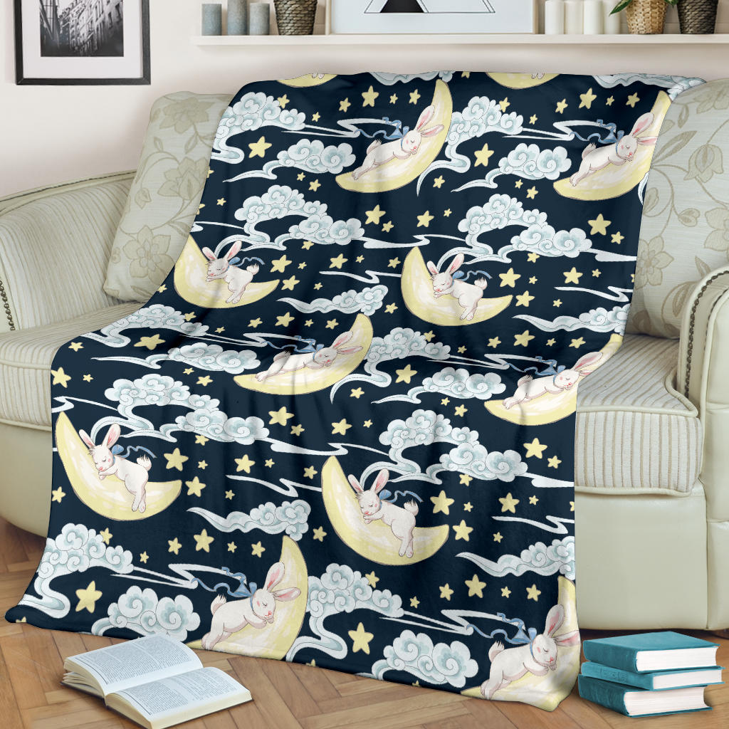 Rabbit Sleeping Pattern Print Design RB08 Fleece Blanket