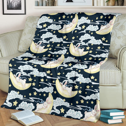 Rabbit Sleeping Pattern Print Design RB08 Fleece Blanket