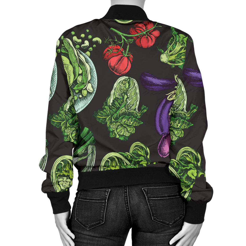 Lettuce Pattern Print Design 01 Women's Bomber Jacket
