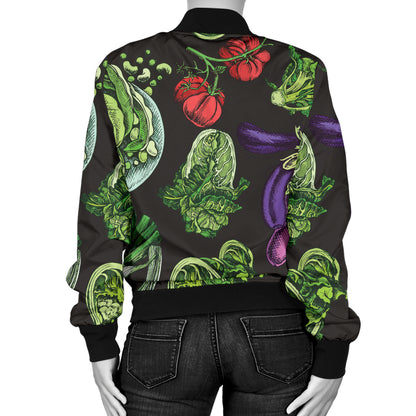 Lettuce Pattern Print Design 01 Women's Bomber Jacket