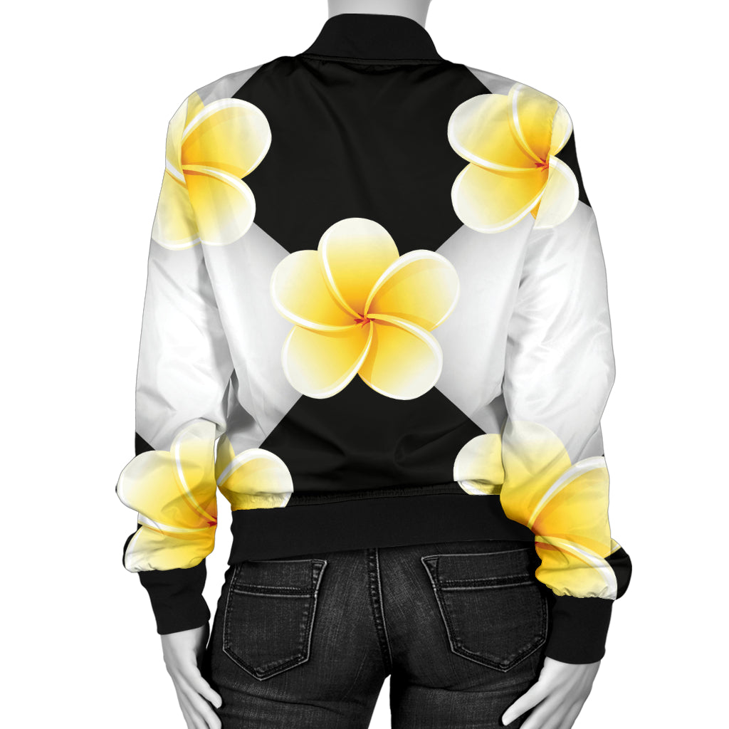 Plumeria Pattern Print Design A04 Women's Bomber Jacket