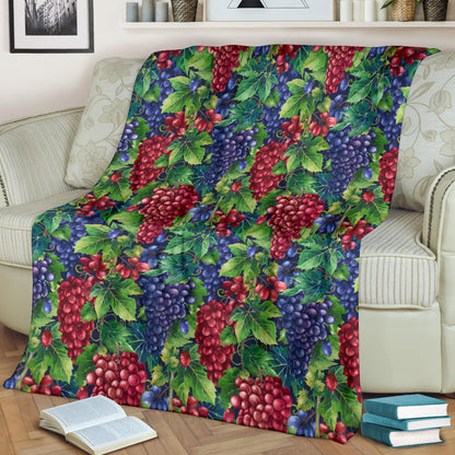Grape Pattern Print Design GP02 Fleece Blanket