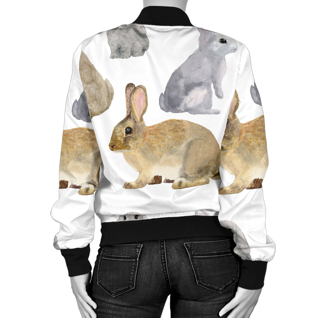 Rabbit Pattern Print Design 02 Women's Bomber Jacket