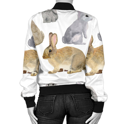 Rabbit Pattern Print Design 02 Women's Bomber Jacket