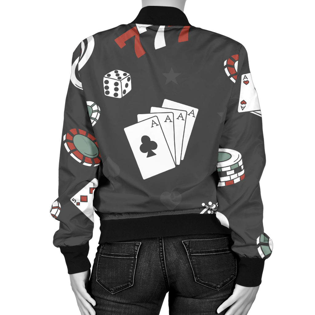 Casino Pattern Print Design 02 Women's Bomber Jacket