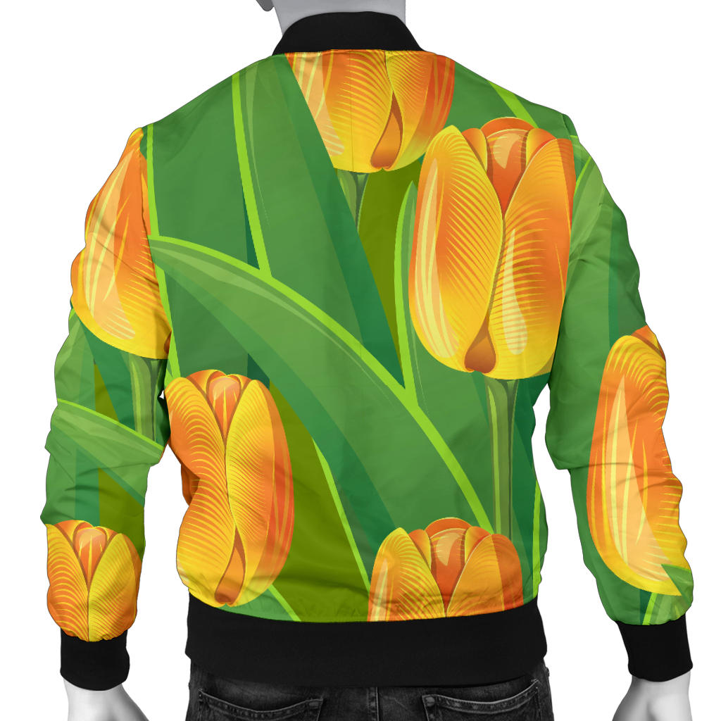 Tulip Orange Pattern Print Design TP07 Men Bomber Jacket