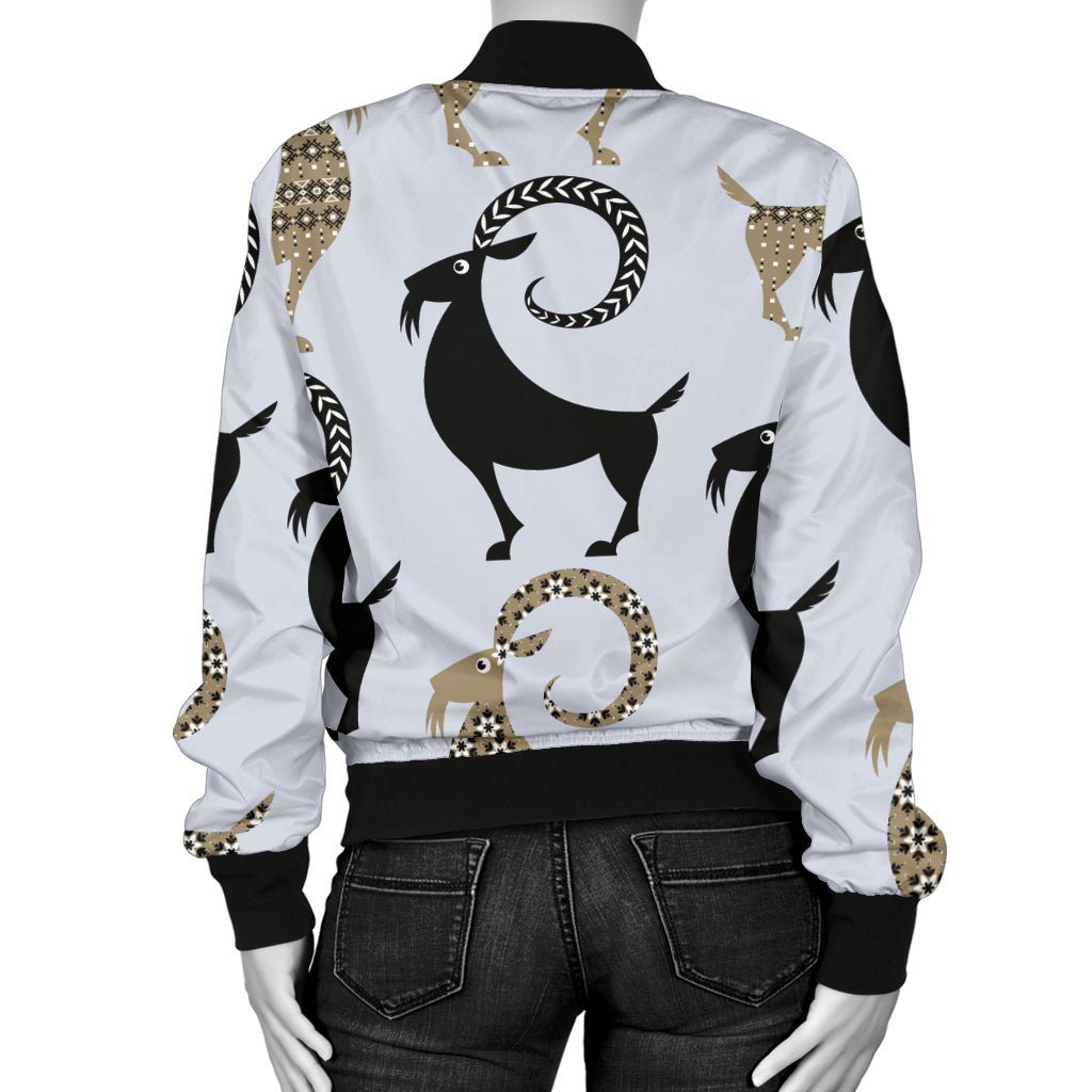 Goat Pattern Print Design 03 Women's Bomber Jacket